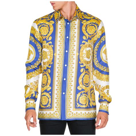 versace inspired mens shirts|versace long sleeve shirt men.